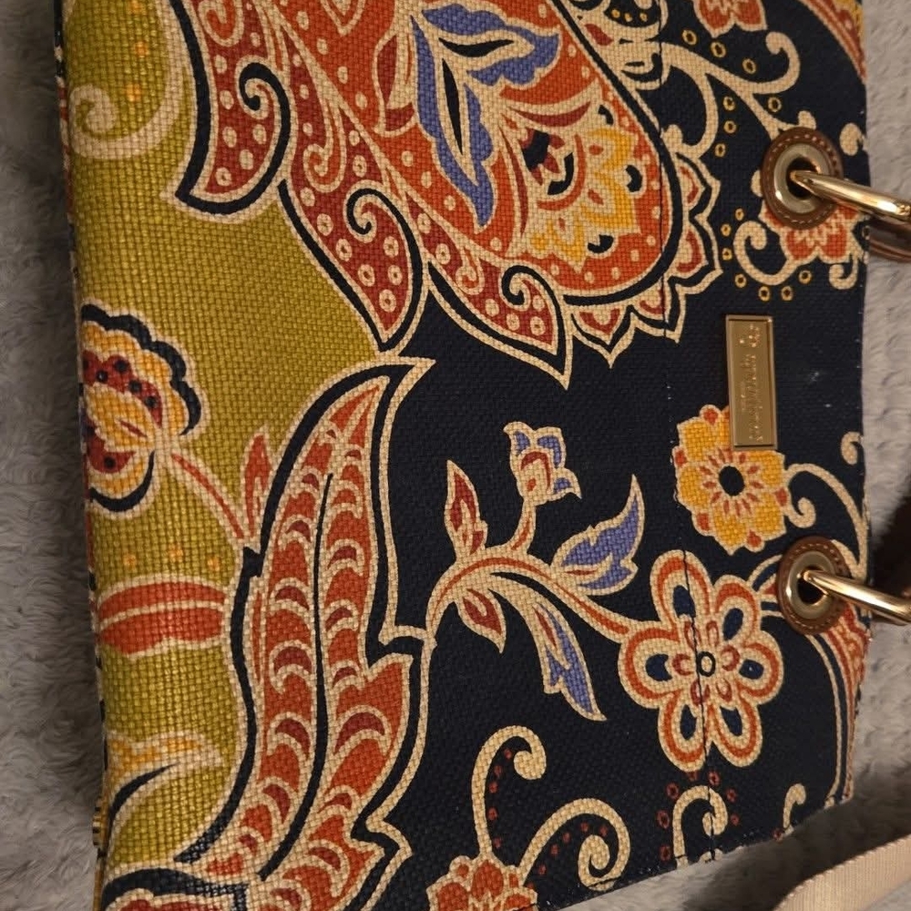 Spartina 449 Navy and Olive Paisley Shoulder Bag